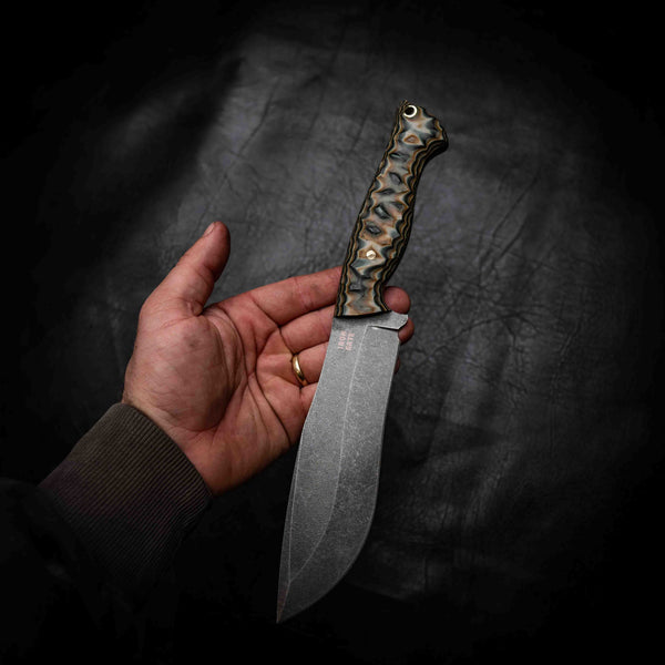 Bear Knife — 5-Layer Camo G10, Rock Face