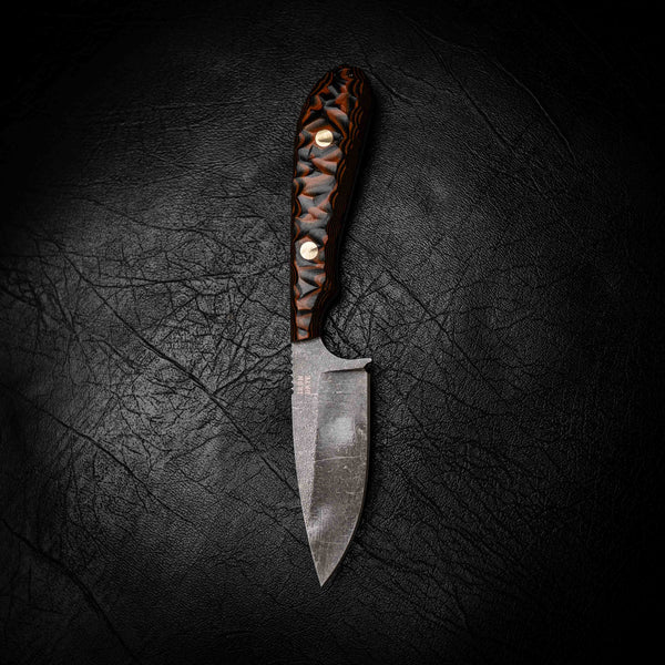 Ergo Skinner — Orange & Black Layered G10, Rock Face