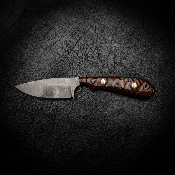 Ergo Skinner — Orange & Black Layered G10, Rock Face