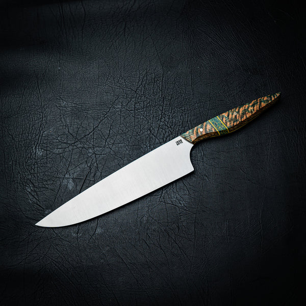 Large Chef Knife – Dyed Banksia Wood with Trustone Spacer