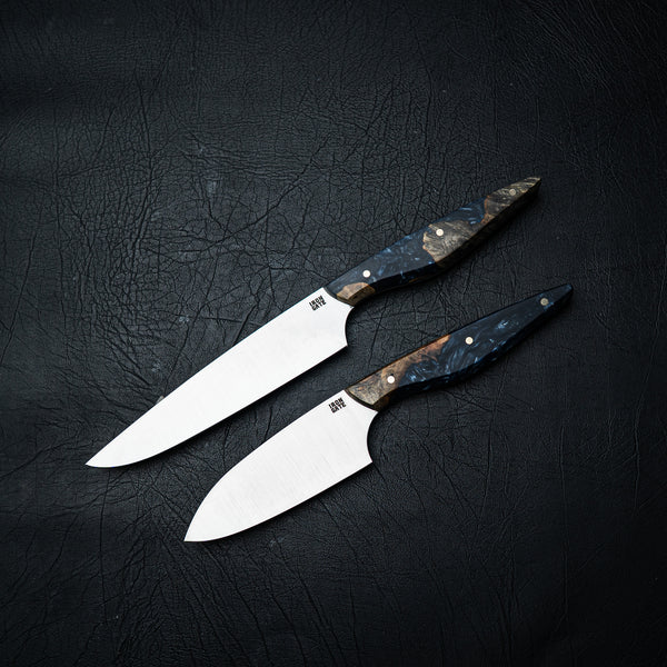 Kitchen Series 2-Piece Set – Blue Swirl Epoxy Hybrid & Amboyna Burl