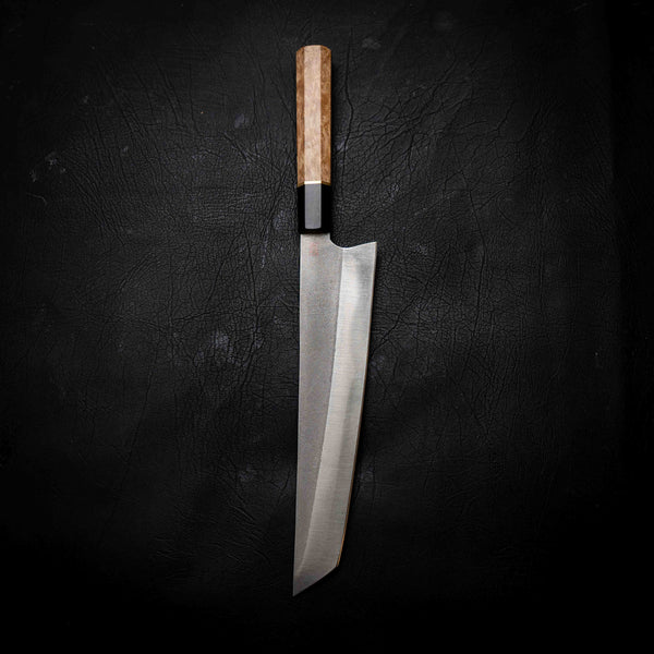 Tanto Kitchen Knife — Curly Myrtle & Ebony Wa Handle