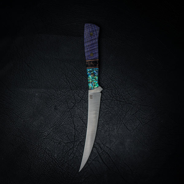 Boning Knife — Copper & Abalone Segmented Handle (Nitro-V Stainless)