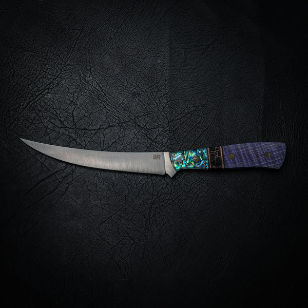 Boning Knife — Copper & Abalone Segmented Handle (Nitro-V Stainless)
