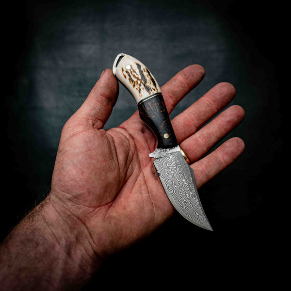 Mini Skinner — Dark Stabilised Birch, Brass & Deer Antler