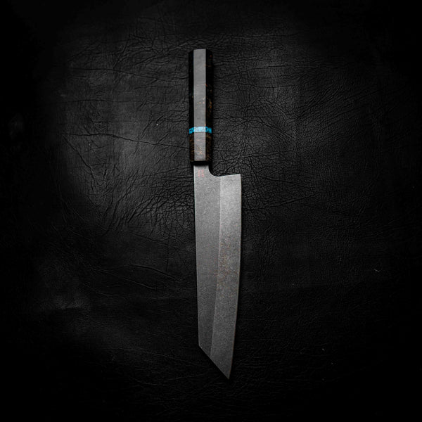 Kiritsuke — Stonewashed N690, Black Maple Burl & TruStone Wa Handle