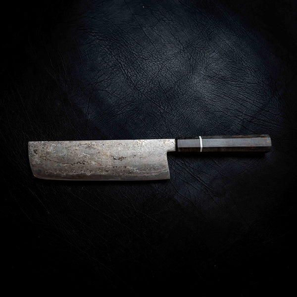 Nakiri — M390 Stainless Damascus, Black Maple & Ivory G10 Wa Handle
