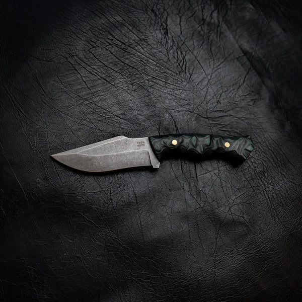 Wide Hunter — Green & Black Layered G10, Rock Face