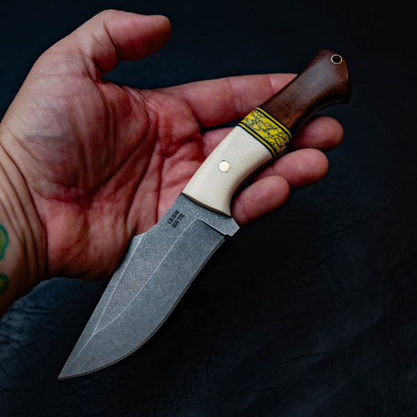 Wide Hunter — White G10, Yellow TruStone & Gidgee