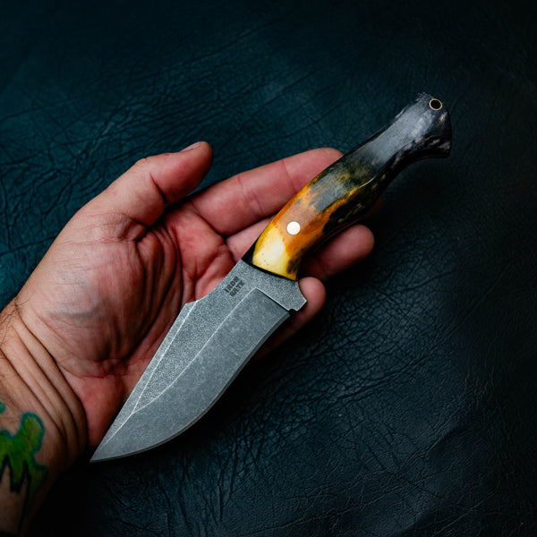 Wide Hunter — Orange & Black Dyed Giraffe Bone