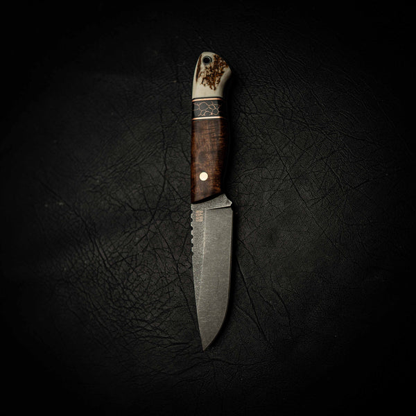 Pre-Order — Stonewashed Bushcraft — Tassie Blackwood & Antler — Alternate view | Iron Gate Knives