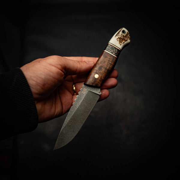 Pre-Order — Stonewashed Bushcraft — Tassie Blackwood & Antler — View 6 | Iron Gate Knives