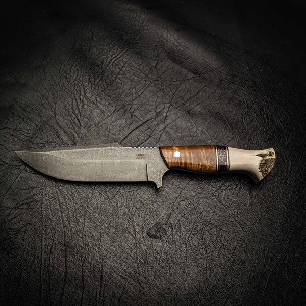 Pre-Order — Stonewashed Hunter — Tassie Blackwood, TruStone & Antler — Alternate view | Iron Gate Knives