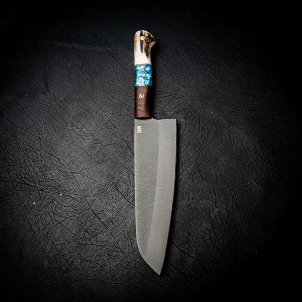 Full Kitchen Set — N690 Dark Stonewash — Ringed Gidgee, Abalone & Deer Antler — View 8 | Iron Gate Knives