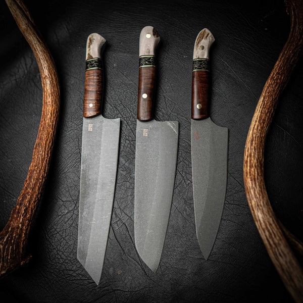 Kitchen Set 3-Piece – Stonewashed N690 | Tasmanian Blackwood, TruStone & Fallow Deer Antler