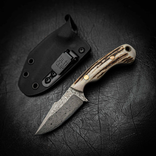 Damascus Mini Hunter – Stainless Damascus | Full Fallow Deer Antler Handle