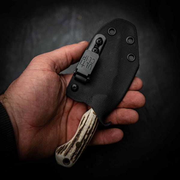 Damascus Mini Hunter – Stainless Damascus | Full Fallow Deer Antler Handle