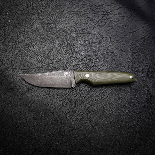 Scout – N690 Steel, Stonewashed Finish, Olive Green G10