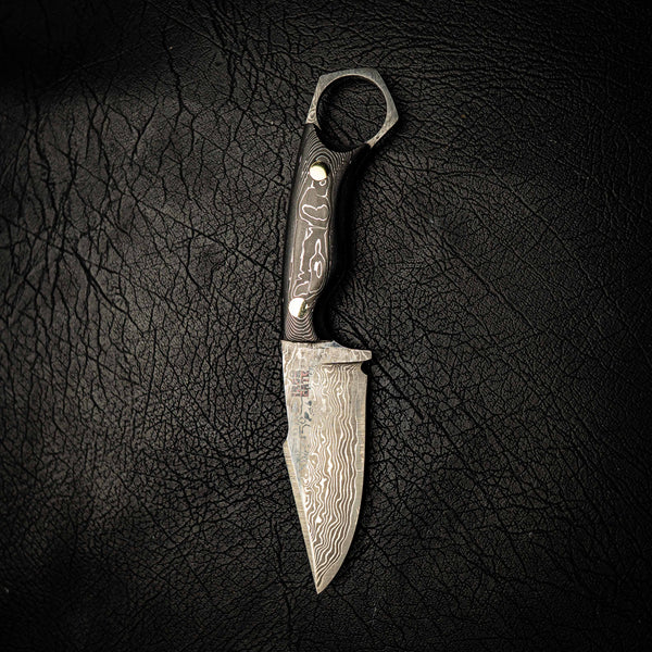 Damascus Mini Hunter – Carbon Fiber & Aluminium Layer Composite
