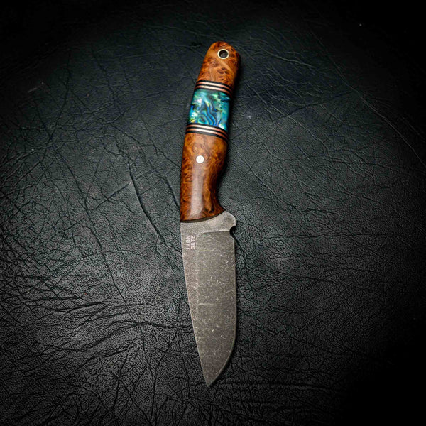 Stockman — Stonewashed N690 | York Gum Burl & Paua