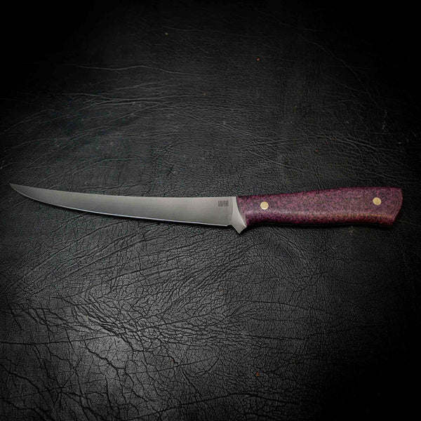 Iron Gate Mako 12C27 dive and fillet knife, Purple Grip-Tec handle