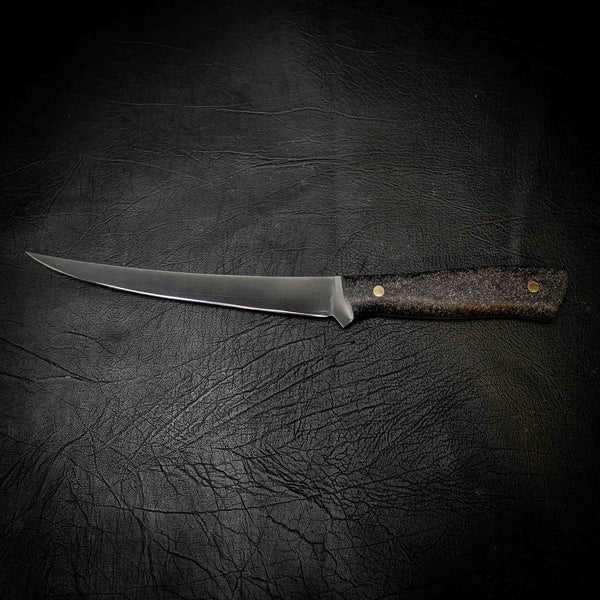 Iron Gate Mako 12C27 dive and fillet knife, Silver and Black Grip-Tec handle