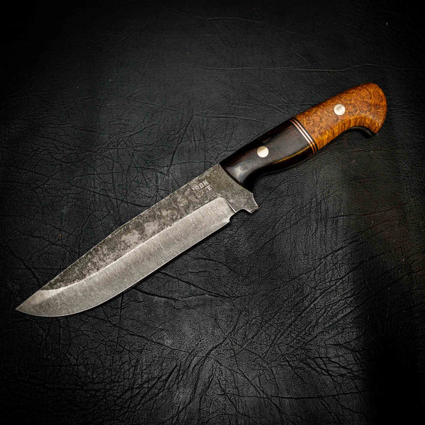 Big Bowie — Stonewashed Sleipner | African Blackwood & York Gum Burl