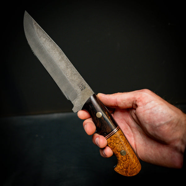 Big Bowie — Stonewashed Sleipner | African Blackwood & York Gum Burl