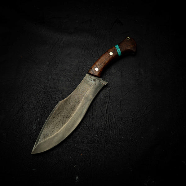 Kukri – Dark Etched N690 with Ringed Gidgee & TruStone Spacer