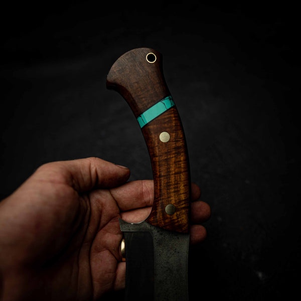 Kukri – Dark Etched N690 with Ringed Gidgee & TruStone Spacer