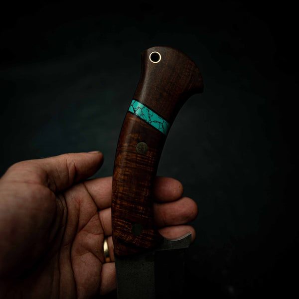 Kukri – Dark Etched N690 with Ringed Gidgee & TruStone Spacer