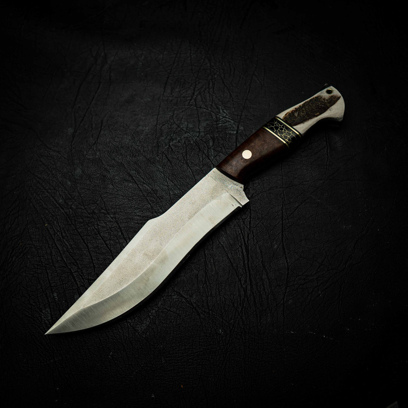 XL Hunter – Satin N690 with Tassie Blackwood, TruStone Spacer & Deer Antler — Iron Gate Knives | Handmade in Australia