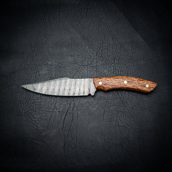 Spear Point Hunter — Ladder Damascus / Birdseye Lace Sheoak