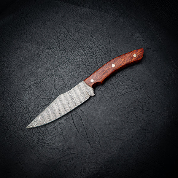 Spear Point Hunter — Ladder Damascus / Lace Sheoak
