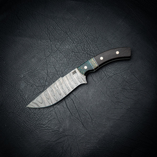 Hunter — Ladder Damascus / Dyed Amboyna, Lacewood & Wenge