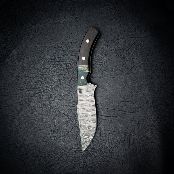 Hunter — Ladder Damascus / Dyed Amboyna, Lacewood & Wenge