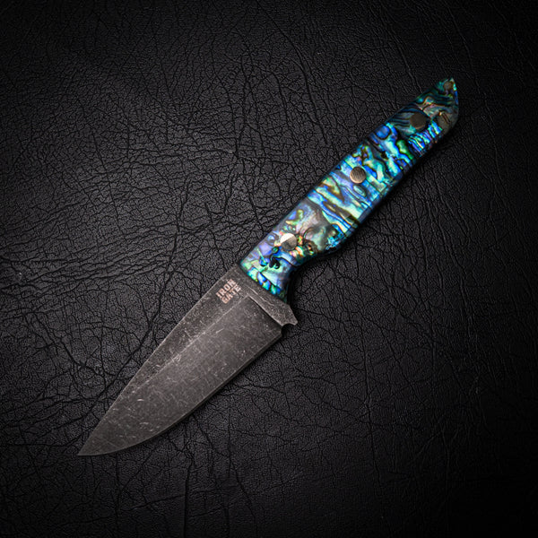 Drop Point — N690 Dark Stonewashed / Natural Abalone Shell