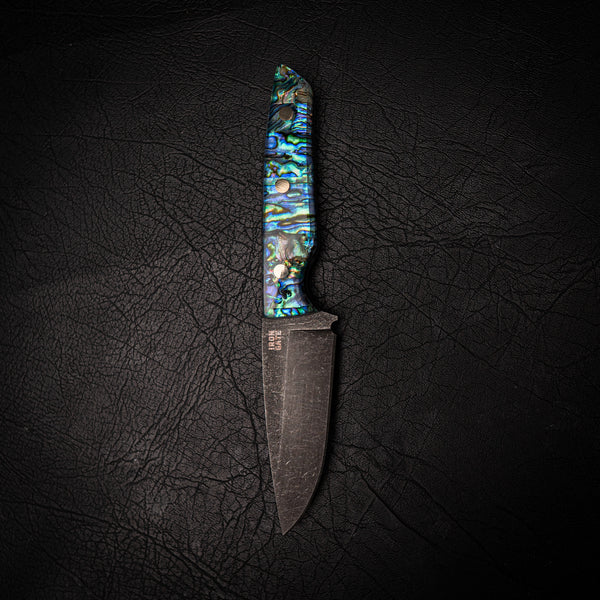 Drop Point — N690 Dark Stonewashed / Natural Abalone Shell