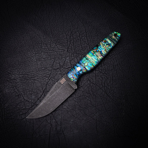 Field Scout — N690 Dark Stonewashed / Natural Abalone Shell  Built for adventure. Finished with finesse.