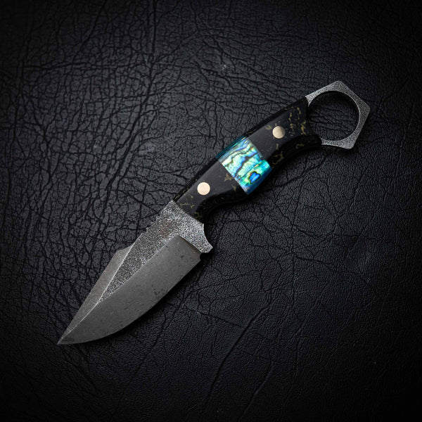 Mini Hunter – Black & Gold ResStone w/ Abalone Inlay (Stonewashed)
