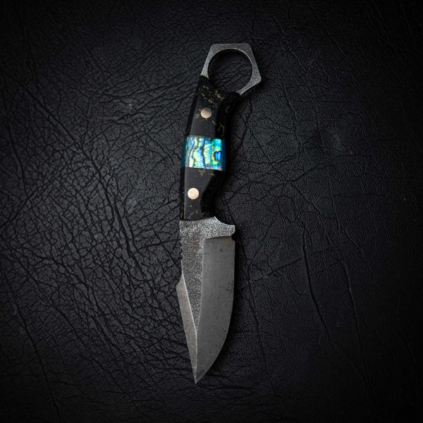 Mini Hunter – Black & Gold ResStone w/ Abalone Inlay (Stonewashed)