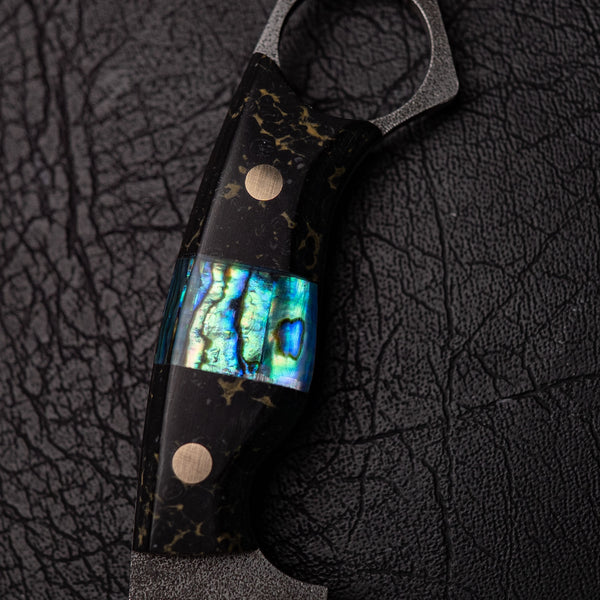 Mini Hunter – Black & Gold ResStone w/ Abalone Inlay (Stonewashed)