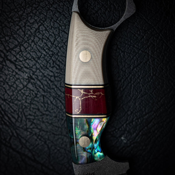 Mini Hunter – Bone Micarta, Trustone & Abalone Shell (Stonewashed)