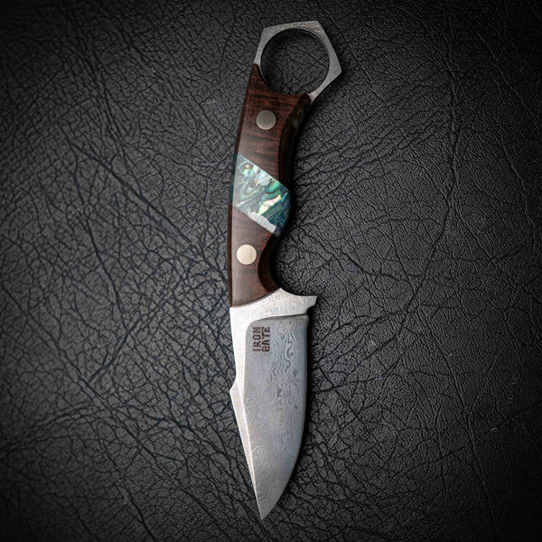 Mini Hunter – Ringed Gidgee & Abalone Inlay (Damascus)