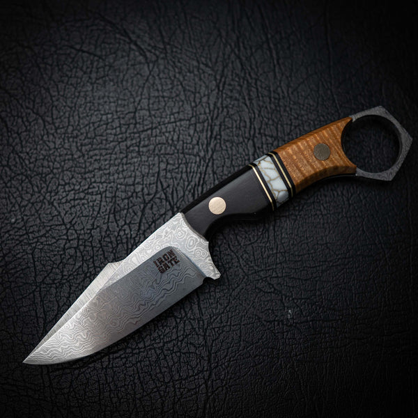 Mini Hunter – African Blackwood, White Trustone & Figured Ash (Damascus)