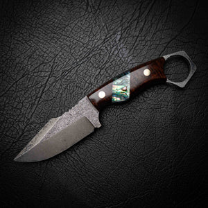 Mini Hunter – Ringed Gidgee & Abalone Shell (Stonewashed) — Iron Gate Knives | Handmade in Australia
