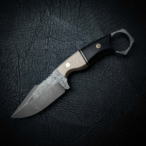 Mini Hunter – African Blackwood & Bone Vintage Micarta (Stonewashed)