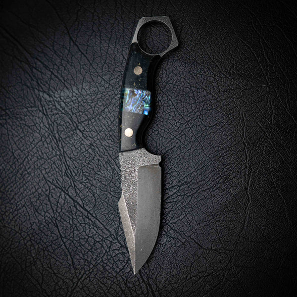 Mini Hunter – Black & Gold ResStone w/ Abalone Inlay (Stonewashed)