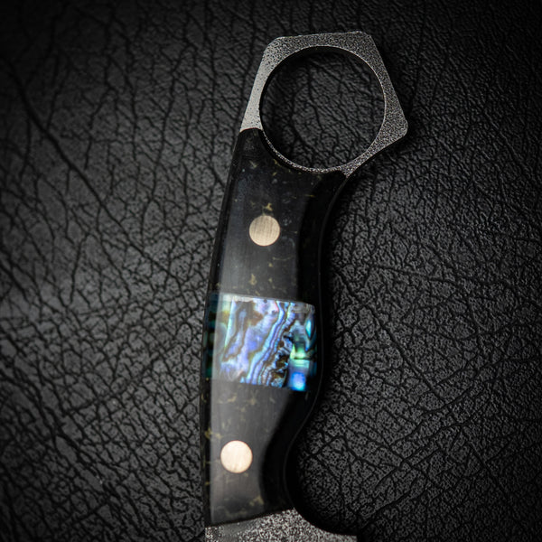 Mini Hunter – Black & Gold ResStone w/ Abalone Inlay (Stonewashed)