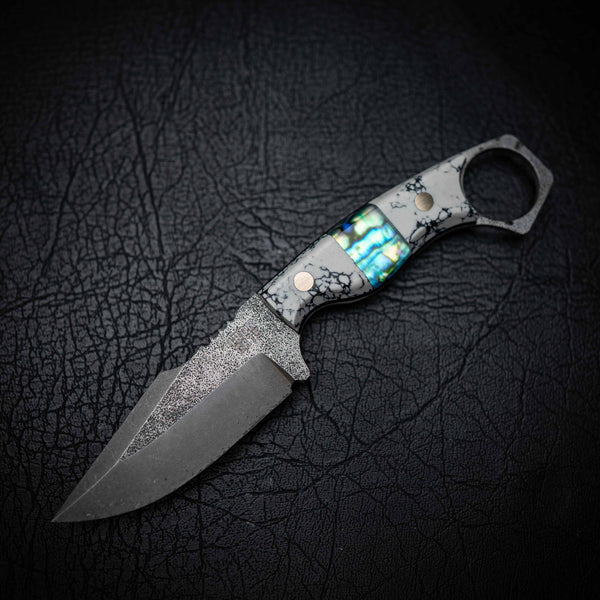 Mini Hunter – White ResStone w/ Abalone Inlay (Stonewashed)